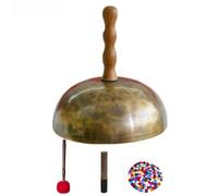 harayaa Ciotola Meditazione Campana Martelletto Ciotola Cantante Rilassamento Rame Staccabile Impugnatura Ergonomica Tocco Suono Chiaro Adatta per Meditazione Respirazione Consapevole, 21-22 Cm