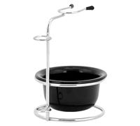 harayaa Ciotola per barba in acciaio, tazza con supporto, accessorio da viaggio, Nero