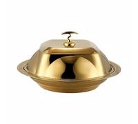 harayaa Copertura Rotonda per Servire Campana Piatto Cupola Alimenti Coperchio Vassoio Acciaio Inox Finitura a Specchio Presa Confortevole Mantiene Aspetto, Oro, 40cm