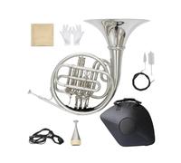harayaa Corno Francese Bambini Corno Ottoni Bb Strumento Musicale 4 Tasti Suono Risonante Corpo Smontabile Custodia Rigida Accessori Completi Sordina Adatto per Corsi Musica Bande Giovanili Concerti