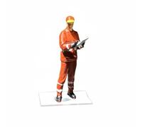 harayaa Figura Scena Miniatura 1 64 Stazione di Servizio Modello Diorama Accessorio Resina Dipinta a Mano con Attrezzature E Personale Ambientazione, Addetto Al Rifornimento Che Fa L Inventario