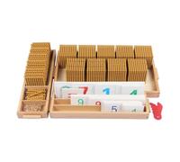 harayaa Gioco Aritmetico per Bambini Set di Matematica Contare Numeri Carte Simboli Blocchi in Legno Perle per Apprendimento Manuale Montessoriano Adatto per Aula Casa Scuola, Oro, Oro