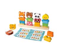 harayaa Gioco di Assortimento Forme con Perline Da Infilare Gioco di Sequenza Impilatore di Forme E Puzzle Geometrico in Legno per Migliorare La Coordinazion
