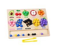 harayaa Gioco di Ordinamento di Frutta e Abbinamento Perline in Legno Senza Schermo Gioco Educativo con Pinzetta Plastica con Bordi Arrotondati