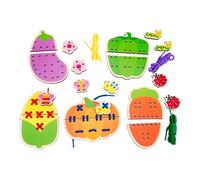 harayaa Gioco Educativo Carte da Cucito per Bambini attività di Infilatura Sviluppo Immaginazione Adatto per Apprendimento E Divertimento, Verdura