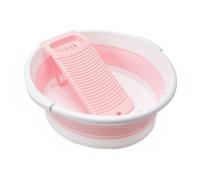 harayaa Lavabo Pieghevole con Asse Lavapanni Bacinella Portatile Catino per Lavaggio a Mano Vaschetta Richiudibile Materiale PP con Scarico Integrato Adatto, Rosa, 8064 Con Lavatoio