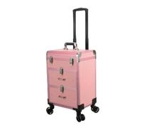 harayaa Makeup Artist Case Valigia Trucco Trolley Organizer Cassetti Bauletto Professionale con Coperchio a Cerniera Due Cassetti Sovrapposti E Scomparti, Rosa, color to 1
