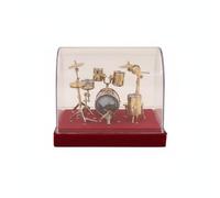 harayaa Mini Batteria in Miniatura Kit Percussioni Modello BJD Strumento Ornamento Metallo Lucido con Supporti Piatti E Tamburi Base Espositiva Adatta per , Medio 18 13 13cm , Modello A