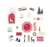 harayaa Miniature Dollhouse Casa in Miniatura Kit Decorativo Set Natalizio Casetta Modellino Scenico Legno Plastica Tessuto con Sled Alberelli Recinzioni Adesivi Adatto per Tavolo Mensola Regalo