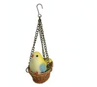 harayaa Nido per Uccellini in Miniatura Nido per Bambole Cestino Intrecciato Ornamento Appeso Accessorio Scenico in Lega Resistente Finitura Artigianale, Giallo