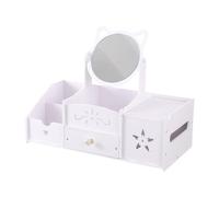 harayaa Organizzatore per trucchi con specchio, scatola porta trucchi da appoggio, organizer per bagno, camera da letto e casa, Specchio Rotondo