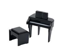 harayaa Pianoforte per casa delle Bambole con Sgabello per Sala Musica, Decorazioni per la casa, Paesaggio, Modello in Miniatura di Strumento Musicale, Nero