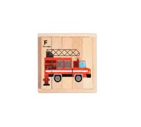 harayaa Puzzle Alfabeto Bambini Giocattolo, Puzzle A 4 Facce A Blocchi A Strisce - Veicoli - Piccolo Coraggioso