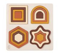 harayaa Puzzle per Bambini Set Forme Geometriche, Puzzle 3D Di Forme Geometriche Quadrato, Arco, Esagono, Stella A Sei Punte Nei Toni Del Marrone E Arancione