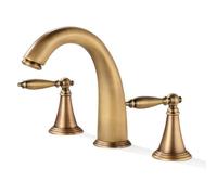harayaa Rubinetto Lavabo Bagno Miscelatore Lavabo Manopole Ergonomiche Installazione a Tre Fori Bocca Centralizzata Curva Struttura a Componenti Separati Rame, Antico