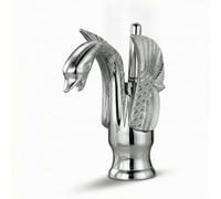 harayaa Rubinetto Lavabo in Rame Rubinetto Bacino Miscelatore Beccuccio Cigno Corpo in Metallo Intagliato Installazione da Piano Altezza per Catino Estetica, Argento, Modello Basso