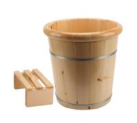 harayaa Secchio per vasca per pediluvio in legno, comoda vasca per lavanderia SPA Vaschetta per pediluvio portatile per esterni, viaggi, bagno, camera da, con panca