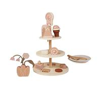 harayaa Set da tè in Legno per Bambine, Set per Merenda, Gioco di Ruolo, Mini Giocattoli, Set da Dessert, Set per Il tè Pomeridiano per Bambine E Neonate, Reg, Set di Gelati Giocattolo