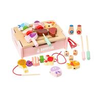 harayaa Set di Giocattoli in Legno per Barbecue E Grigliate, Ideale per Imparare a Cucinare E per Creare Un'atmosfera Da Campeggio, rosa, Taglia unica bambino