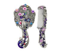 harayaa Set di Specchio e Pettine Elegante Set Specchio e Pettine con Decorazione a Resistente per Occasioni Speciali, Stile D