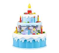 harayaa Set per Torta di Compleanno, Luminose, Esprimi Un Desiderio, Musica E Luci per Bambini E Bambine, Blu