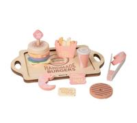 harayaa Set Set in Legno Panino Patatine Bicchiere Vassoio con Manici Componenti Condimento Superficie Liscia Dipinta Adatto per Bambini Feste Gioco Casa