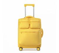 harayaa Trolley Morbido Maneggevole Bagaglio Manico Telescopico Allungabile, Trolley con Tasche Frontali, Girevoli, per, Vacanze, Turisti, Giallo, 26 Pollici