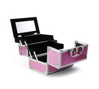 harayaa Valigetta Trucco Professionale Cosmetici Organizer Borsa Vassoi a Livelli Specchio Integrato Telaio in Lega di Alluminio Manico Metallico Chiusura, style to 3, Array, Rosa Farfalla