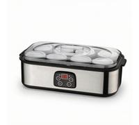 harayaa Yogurtiera Macchina Yogurt Fermentatore Elettrico Dispositivo Digitale con 8 Vasetti in Vetro 180 Ml Struttura in Acciaio Inossidabile Coperchio Trasparente Adatta a Colazione Spuntini Casa