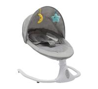 HarBin-Star Altalena elettrica per bambini con musica, utilizzabile dalla nascita fino a circa 18 mesi, altalena con telecomando, zanzariera rimovibile (grigio 1)