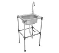 HarBin-Star - Lavello in acciaio inox, lavandino autoportante, lavello con rubinetto e tubo di scarico, portata fino a circa 60 kg, 42 x 37 x 75 cm (E)