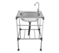 HarBin-Star - Lavello in acciaio inox, lavandino autoportante, lavello con rubinetto e tubo di scarico, portata fino a circa 60 kg, 48 x 35 x 83 cm (D)