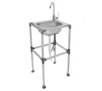 HarBin-Star - Lavello in acciaio inox, lavandino autoportante, lavello con rubinetto e tubo di scarico, portata fino a circa 60 kg, 38 x 33 x 75 cm (larghezza)