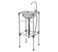 HarBin-Star - Lavello in acciaio inox, lavandino autoportante, lavello con rubinetto e tubo di scarico, portata fino a circa 60 kg, 42 x 37 x 83 cm (A)
