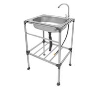 HarBin-Star - Lavello in acciaio inox, lavandino autoportante, lavello con rubinetto e tubo di scarico, portata fino a circa 60 kg, 53 x 38 x 83 cm (C)