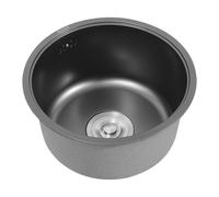 HarBin-Star - Lavello rotondo in acciaio inox, con tubo di scarico e coperchio per lavello, Ø 37,5 cm, senza foro per rubinetto (36 x 19 cm)