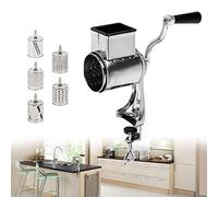 HarBin-Star Rotary Grattugia per alimenti Macina noci con 5 lame a tamburo, set di utensili abrasivi in acciaio inox, taglierina per verdure, taglierina julienne, diametro 7 cm, alloggiamento in