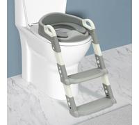 HarBin-Star - Scaletta per WC per bambini, 2 in 1 Sedile WC per bambini con scala, piastra antiscivolo, WC per bambini per ragazzi e ragazze (Grigio)