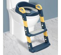 HarBin-Star - Scaletta per WC per bambini, sedile WC 2 in 1 per bambini con gradini, pedalina antispruzzo e antiscivolo, toilette per bambini per bambini e bambine (Blu)