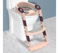 HarBin-Star - Scaletta per WC per bambini, sedile WC 2 in 1 per bambini con gradini, pedana antispruzzo e antiscivolo, toilette per bambini per maschi e femmine (Rosa)