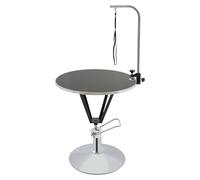 HarBin-Star Tavolo per la cura degli animali, rotondo, idraulico, sollevabile, 80 x 70 x 85 cm, altezza regolabile, in acciaio inox, per la cura dei cani, per la casa, negozio di animali (nero)