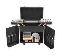 HarBin-Star - Valigetta per la cura dei piedi, con 2 ruote e 4 chiavi, cassetta degli attrezzi per la cura dei piedi, 46 x 29 x 42 cm (nero+argento)