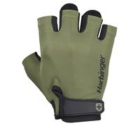Harbinger Guanti da Sollevamento Pesi 2.0 - Palmo in Pelle Imbottito, Mezzo Dito, Traspirante, Cinturino, Maniglie - Grip e Protezione Calli per Allenamento in Palestra - Unisex, Verde, Grande