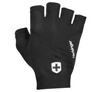 Harbinger Guanti da Sollevamento Pesi FlexFit - 7 Pezzi, Palmo in Pelle, Mesh Traspirante, Cinghie di Trazione, Polsino Flessibile - Grip Leggero e Protezione per Pali, Unisex, Nero, Medio