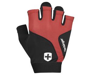 Harbinger Guanti da Sollevamento Pesi FlexFit - 7 Pezzi, Palmo in Pelle, Mesh Traspirante, Cinghie di Trazione, Polsino Flessibile - Grip Leggero e Protezione per Pali, Unisex, Rosso, Medio
