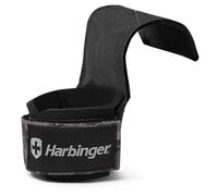 Harbinger Pro Lifting Grips - Maniglie per Sollevamento in Poliuretano Premium, Design Avvolgente, Supporto per Polso Imbottito, Cinghia Fitness Antiscivolo, Unisex, Nero, Medio
