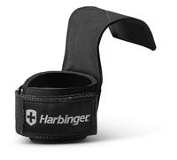 Harbinger Pro Lifting Grips - Maniglie per Sollevamento in Poliuretano Premium, Design Avvolgente, Supporto per Polso Imbottito, Cinghia Fitness Antiscivolo, Unisex, Nero, Grande