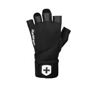 Harbinger Pro Wristwrap 2.0 Guanti da Sollevamento Pesi - Palmo in Vera Pelle, Fasce per Polso Integrate, Stretch 4 Vie, Design Perforato, Supporto Massimo, Unisex, Nero, Piccolo