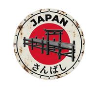 Harbor Pier Japan Dock Platform Building Vintage Metal Tin Sign