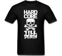 Hard Core Till Death Skull Bones Fight T-Shirt Unisex Man T-Shirt 100% Cotton Sleeve Shirt Black Mens